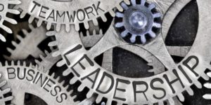 Cog Wheels with Leadership and Teamwork Words