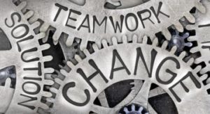 Cog Wheels with Teamwork and Change Words